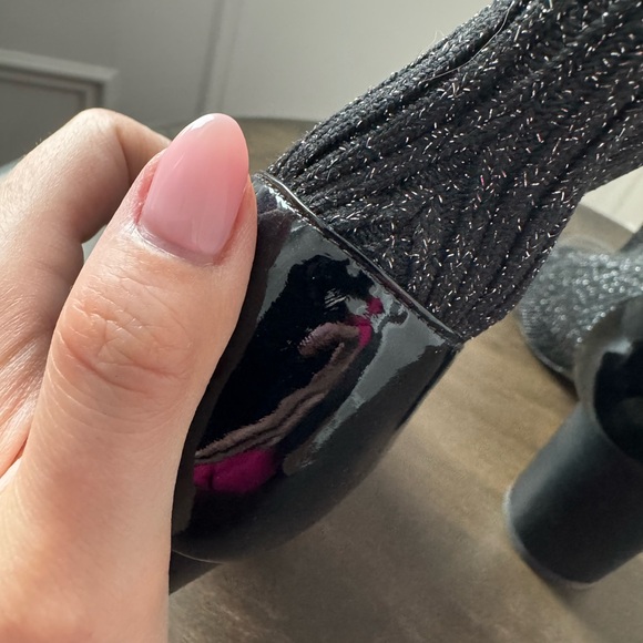 Sandro Captoe Glitter Black Patent Leather Sock Booties - Size 39 - NWOT - Picture 6 of 8